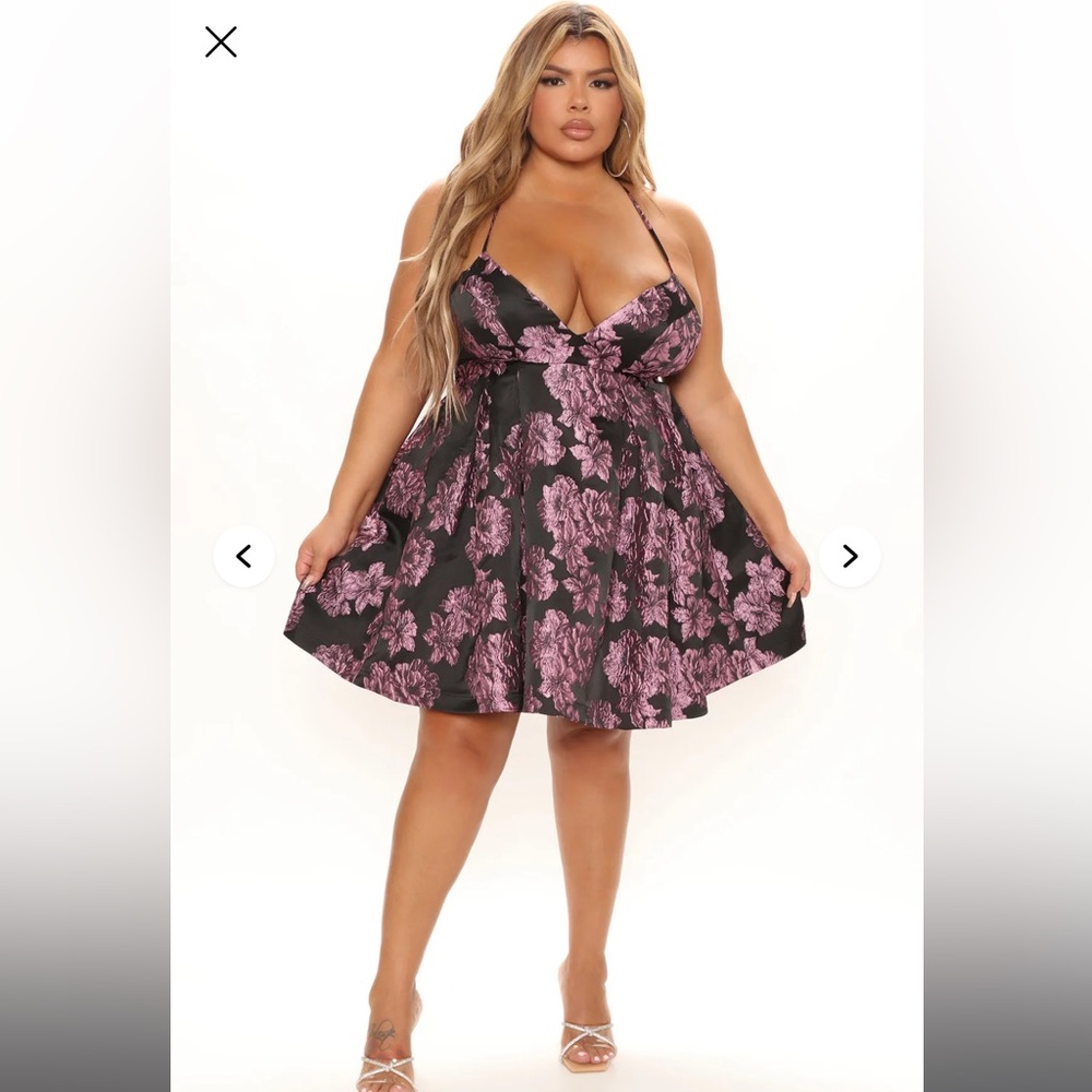 Fashion Nova Pink and Black Floral Mini Dress